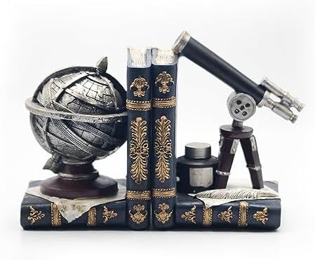Vintage Telescope Armillary Spheres Bookends for Shelves