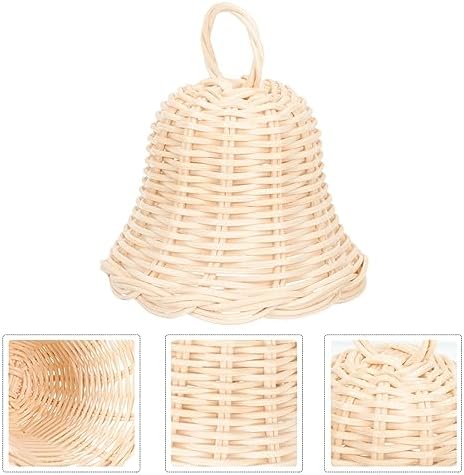 HOMSFOU Rustic Wicker Bell Ornament Christmas Decor
