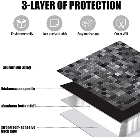 XUANINY 10-Piece Self-Adhesive Metal Backsplash