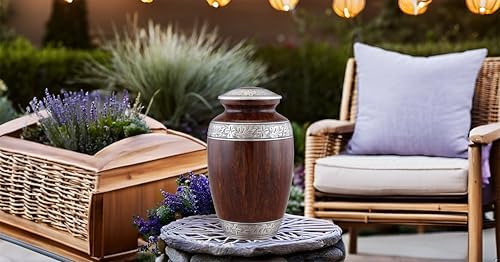 Cremation Urn for Human Ashes Large Adult Memorial Urn Brown