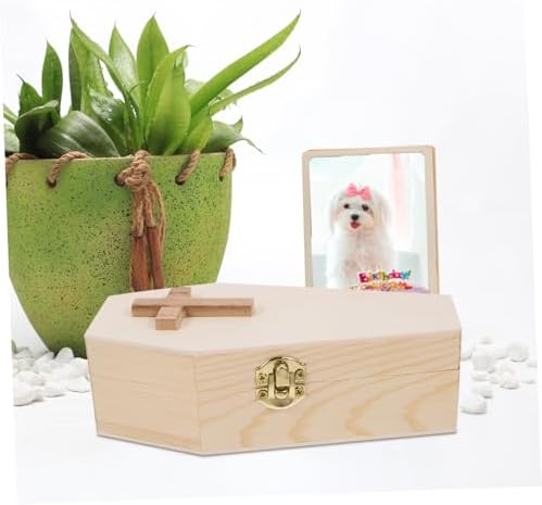 Amosfun Small Wooden Coffin Jewelry Organizer with Unique Lid