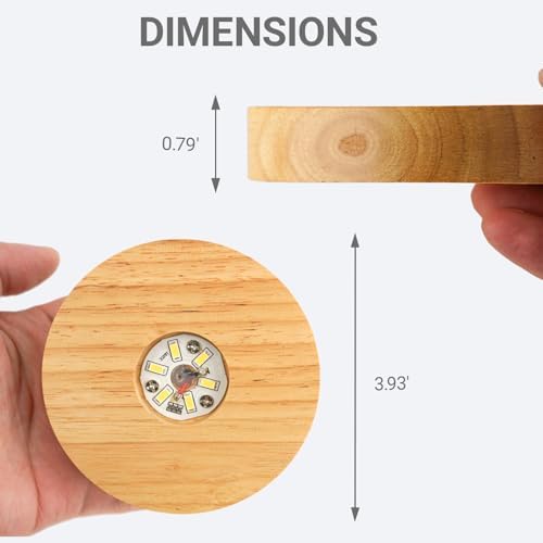 Wood LED Light Stand for Crystal 3D Glass Art - USB Powered