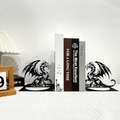 Dragon Metal Bookends for Home Office Bookshelf Decor