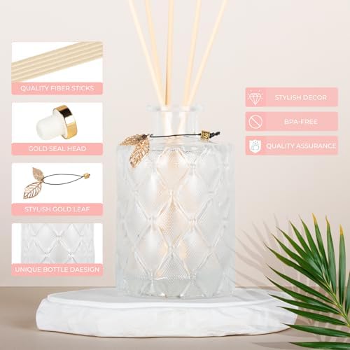 Glass Reed Diffusers Bottles Set of 3 with 20 Sticks