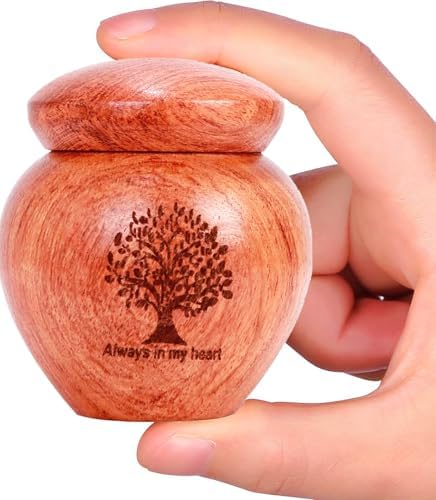 Small Wood Keepsake Urn for Human Ashes with Tree of Life Pattern