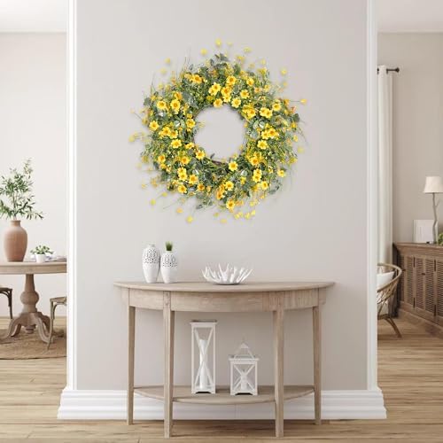 Sggvecsy 24 Inch Yellow Daisy Wreath Decor