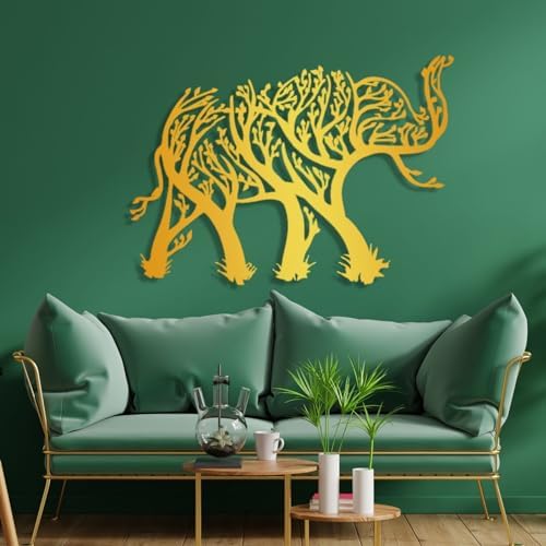 Cadeali Gold Elephant Metal Wall Art Decor