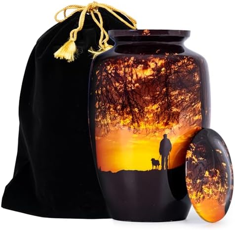 Sunset Cremation Urn for Adult Male - 200 Lbs Brown Decorative Urn