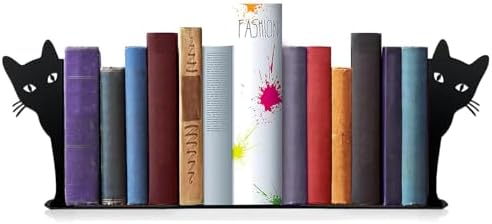 Peeping Cat Metal Bookends for Shelves
