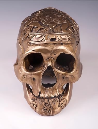 FENGSHUI-CAISHEN Brass Skull Head Sculptures - Unique Halloween Decor for Home and Office