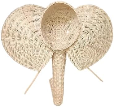WorldBazzar 32 Inch Rattan Elephant Head Sculpture