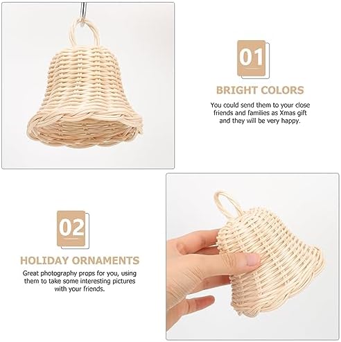 HOMSFOU Rustic Wicker Bell Ornament Christmas Decor