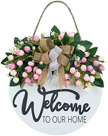 3D Spring Summer Welcome Wreath for Front Door
