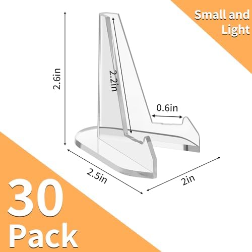 NIUBIER 30 Pack Clear Card Display Stand for Sports Cards and Collectibles