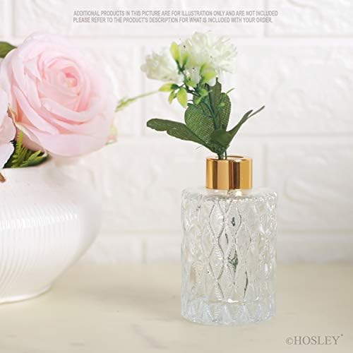 Hosley Set of 4 Mid Century Modern Glass Diffuser Bottles Gold 4 Inch High