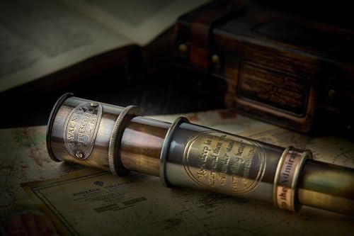 Vintage Brass Spyglass Telescope in Leather Box