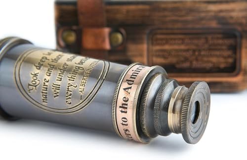 Vintage Brass Spyglass Telescope in Leather Box