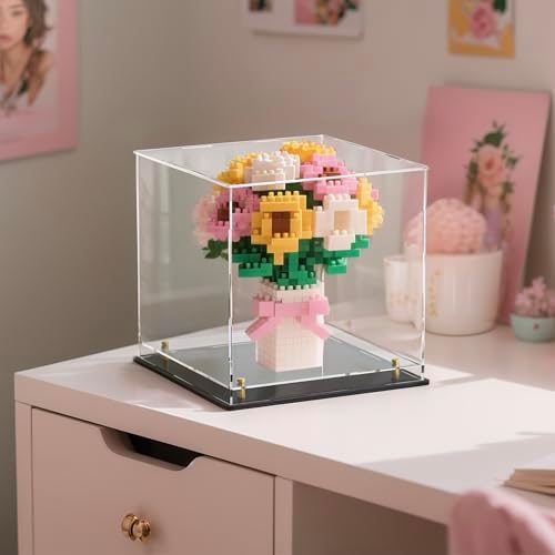 UoYeet Acrylic Display Case with Floating Shelf and Thick Base