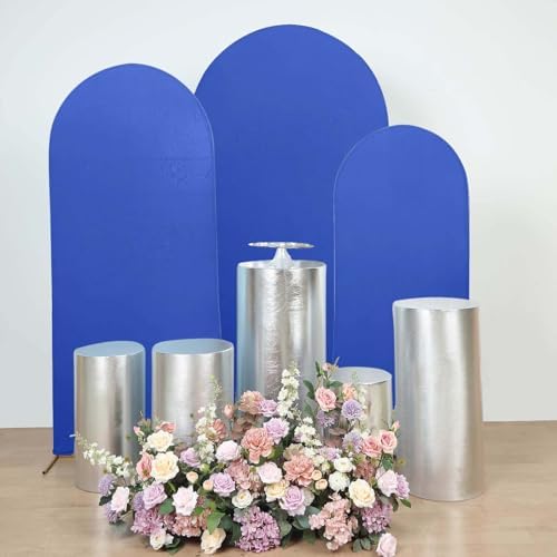 Efavormart Set of 5 Metallic Silver Spandex Cylinder Stand Covers