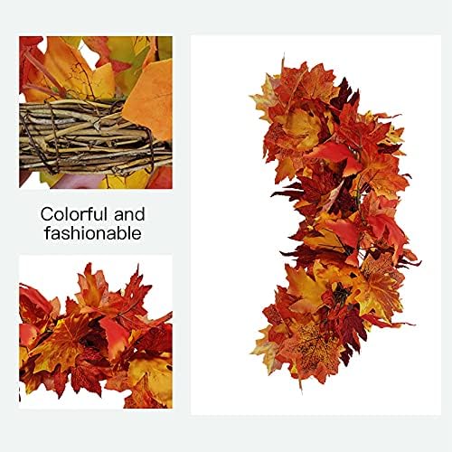 20 Inch Maple Leaf Swag Wreath for Front Door and Wall Decor