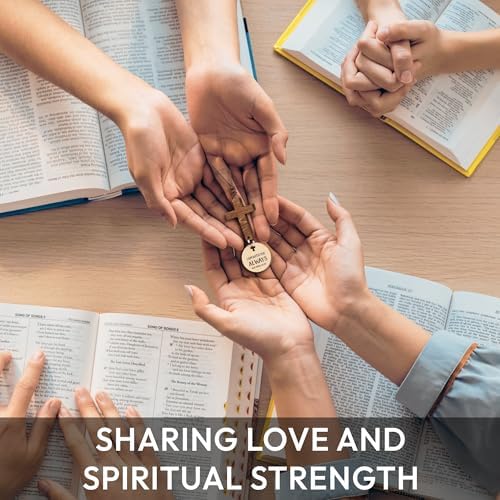 Bible Verse Car Mirror Hanging Cross Ornament - Christian Gift for Men Women