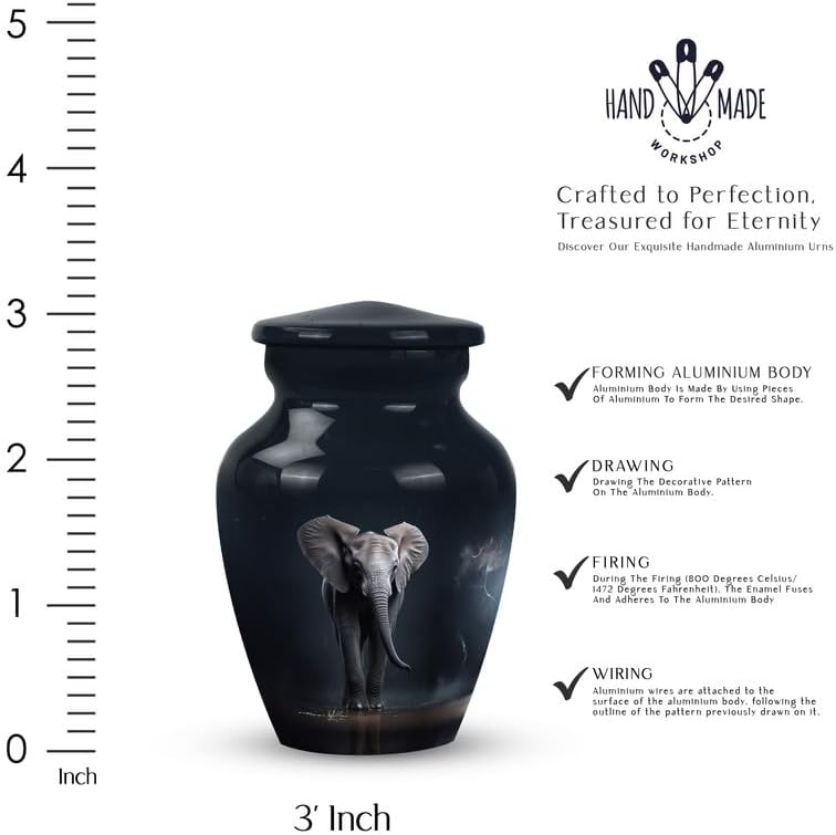 Elephant Walking Cremation Urn - 3 Inch Pack of 1