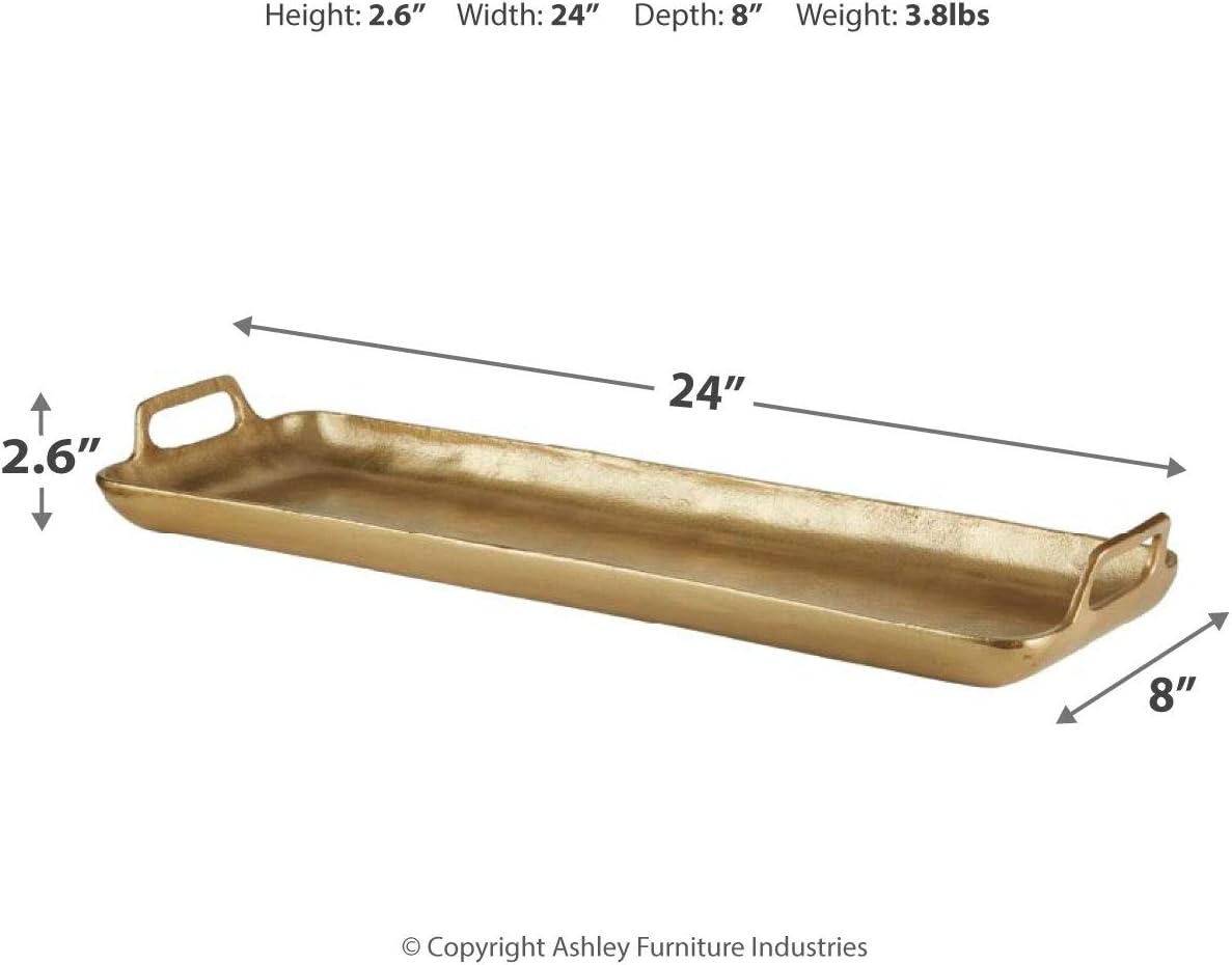 Signature Design by Ashley Gold Serving Tray with Handles