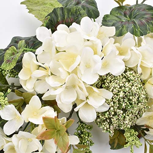 I-GURU Artificial Hydrangea Swag 28 Inch White Decor