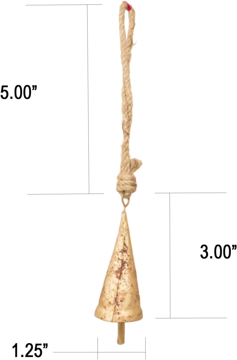 Christmas Bells Set of 6 Rustic Cow Bells with Jute Rope