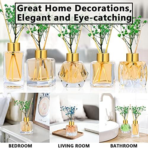Supwinnet 5-Piece Clear Glass Diffuser Set with Gold Caps
