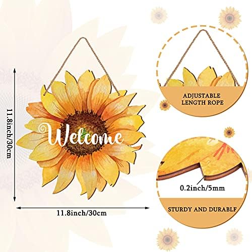 Jetec Sunflower Welcome Door Hanger 12 Inches Wood Sign