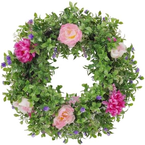 Summer Wreaths for Front Door - 18 Inch Artificial Greenery Wreath