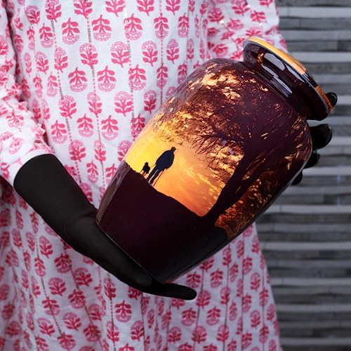Sunset Cremation Urn for Adult Male - 200 Lbs Brown Decorative Urn
