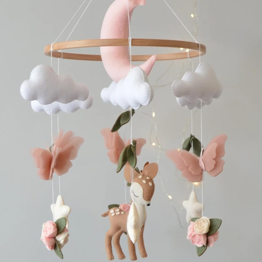 Deer and Butterfly Mobile Modern Crib Decor 787W x 158H
