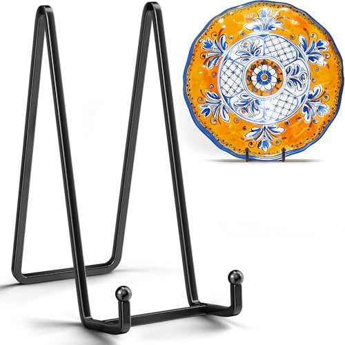 4 Pack 10 Inch Plate Stands for Display - Metal Square Wire Holder for Plates Frames Books and Platters