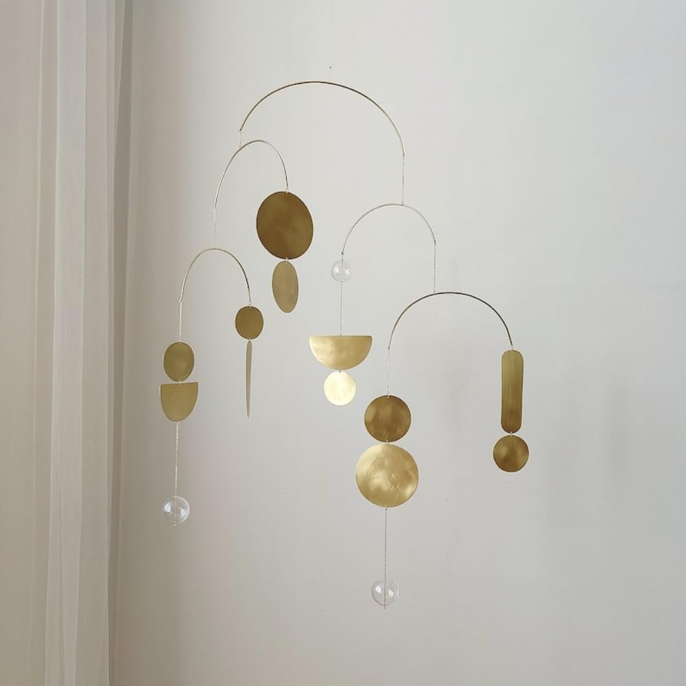 Vintage Brass Wall Mobiles Blue Mid-Century Modern Style