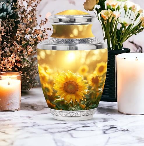 Golden Sunshine Dew Large Velvet Bag Urn - 10 Inch