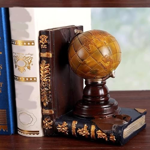 Unique Vintage Globe Telescope Bookend for Shelves