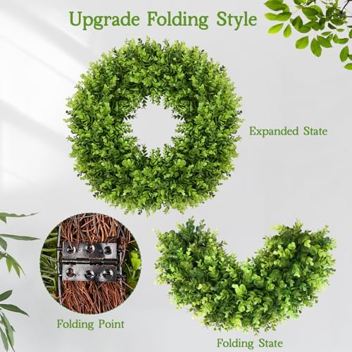 Vlorart 20-Inch Boxwood Wreath Artificial Front Door Decor