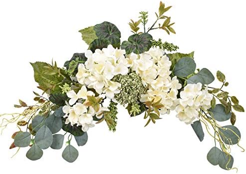 I-GURU Artificial Hydrangea Swag 28 Inch White Decor