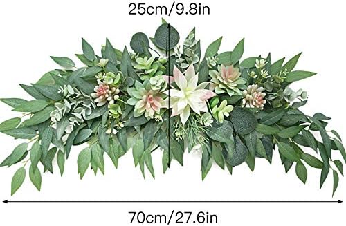 28 Inch Artificial Succulent Swag Decor with Eucalyptus Leaves for Farmhouse Table Centerpieces and Wall Decor