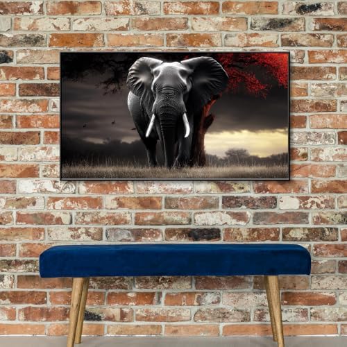 Lumwif Elephant Wall Art Red and Black