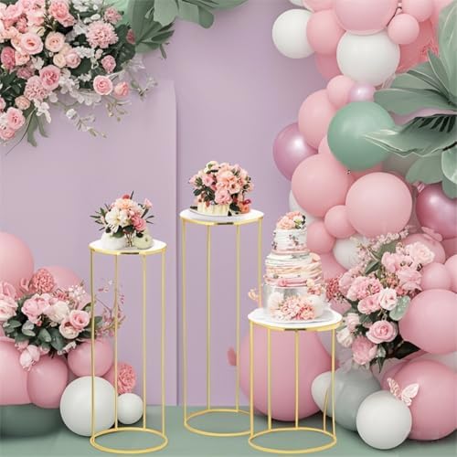 Stunning 3pcs Metal Cylinder Pedestal Stand - Gold