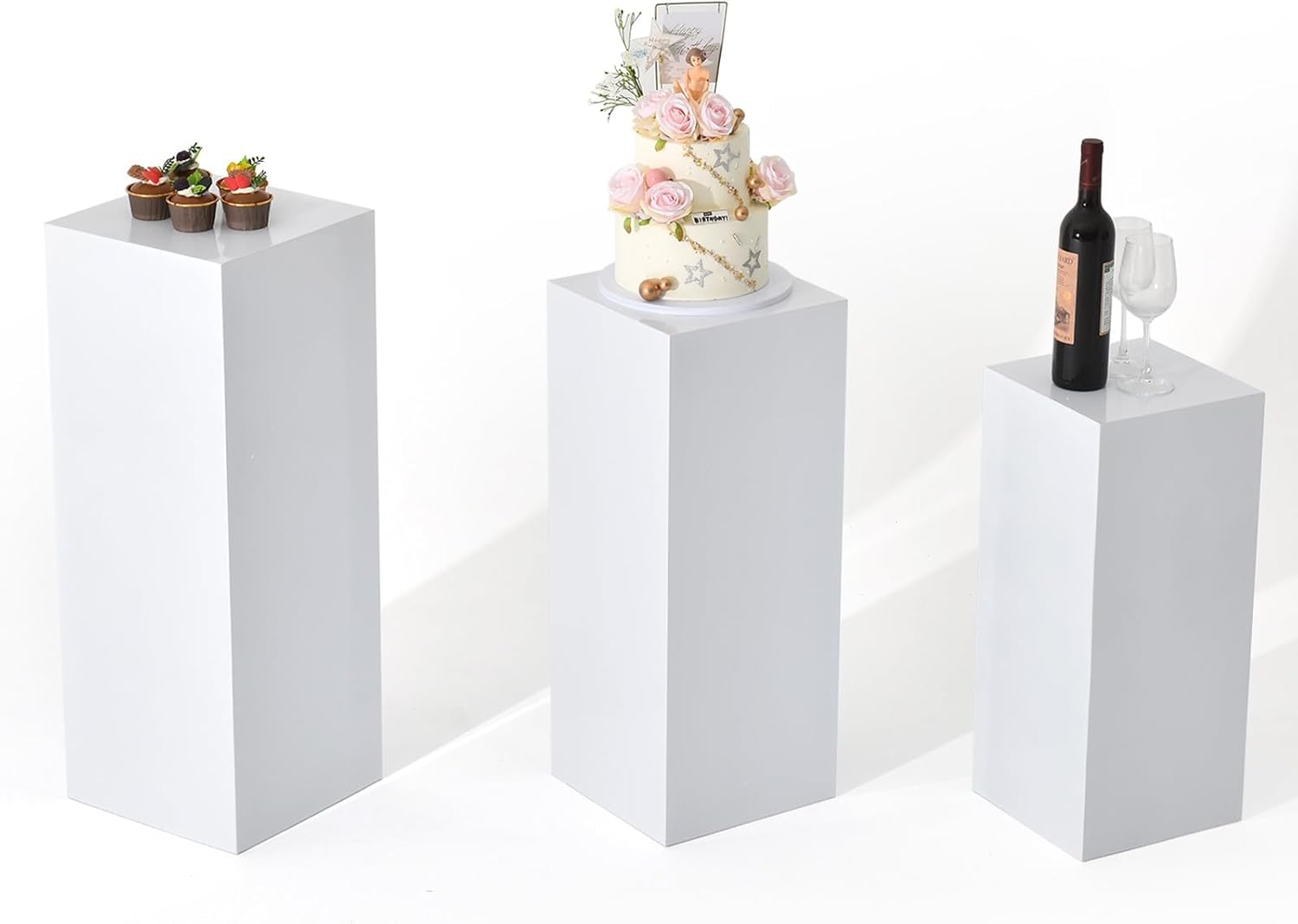 Vincidern 3pcs Metal Pedestal Stand for Party and Home Decor