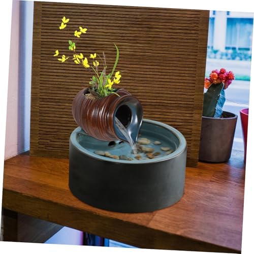 Mobestech Decorative Ceramic Waterfall Jar for Garden and Indoor Fountain