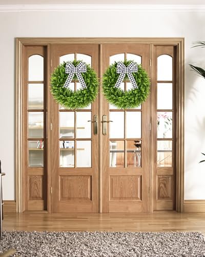 Vlorart 20-Inch Boxwood Wreath Artificial Front Door Decor