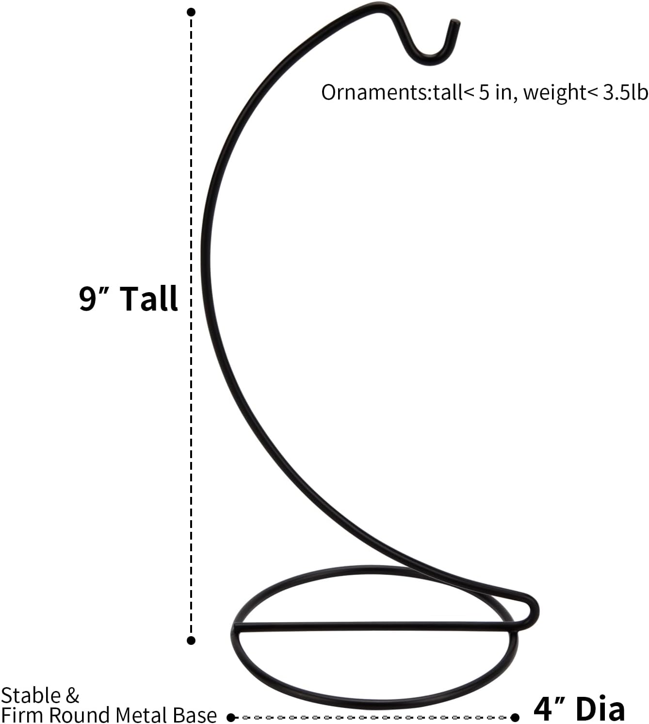 Abom 9in Ornament Display Stand 3 Pack Hanging Hook Hanger for Glass Globe Air Plant Terrarium and Wedding Decor