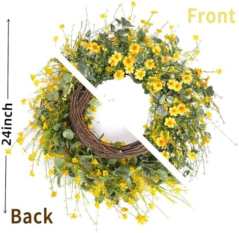 Sggvecsy 24 Inch Yellow Daisy Wreath Decor
