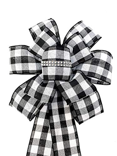 12 Inch Buffalo Plaid Wreath Bow for Decor