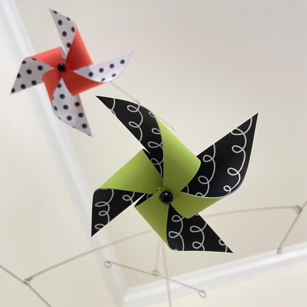Colorful Wire and Cardstock Mobiles - Handmade Kinetic Sculpture